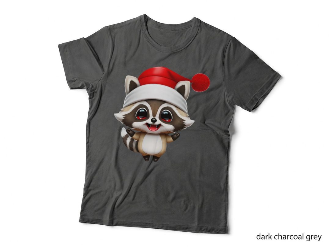 Kawaiiartstyle Kawaii Cute Raccoon with Santa Hat at Christmas Classic T-Shirt