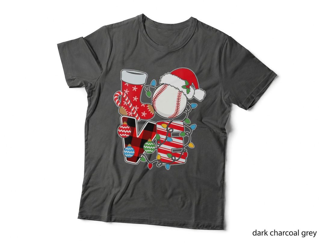 LOVE Baseball Christmas Tree Lights Funny Player, Xmas Holiday T-Shirt