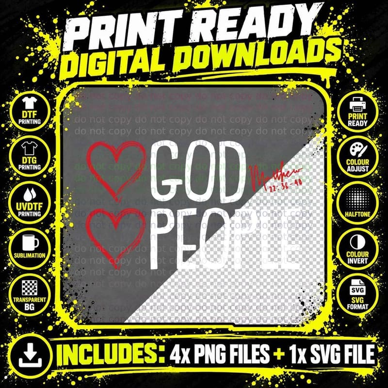 Love God People Christmas Bible Verse Faith Christian Png SVG Digital Bundle