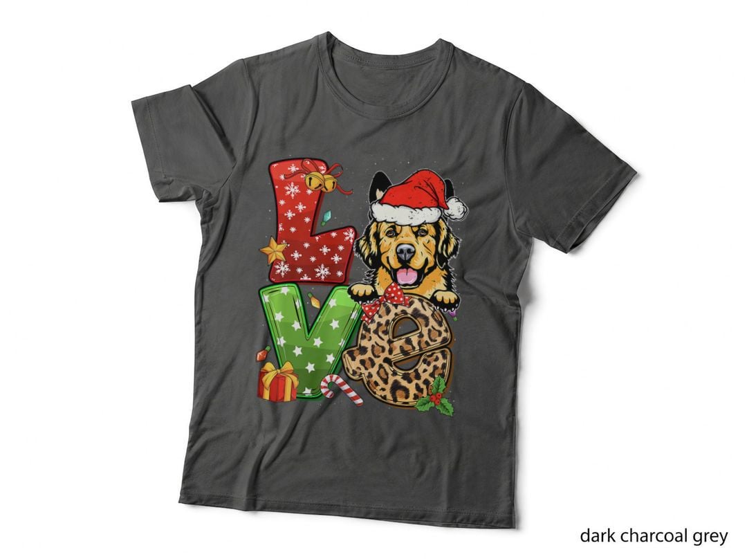Love Golden Retriever Christmas Tree Lights Dog, Festive Holiday T-Shirt