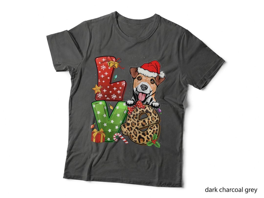 Love Jack Russell Terrier Christmas Tree Lights Dog, Holiday Festive T-Shirt