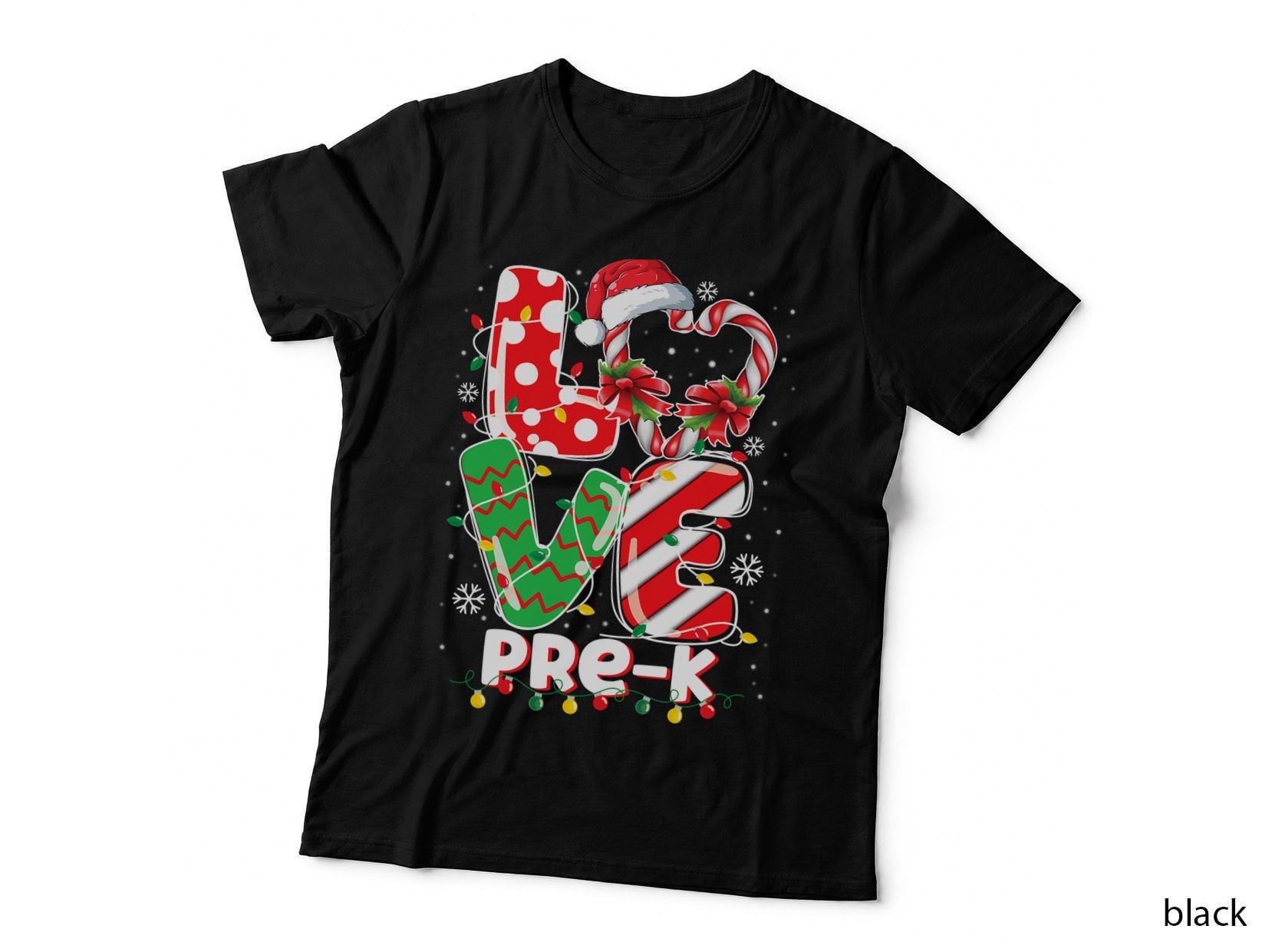 Love Pre K Teacher Christmas Funny Candy Cane Xmas T-Shirt