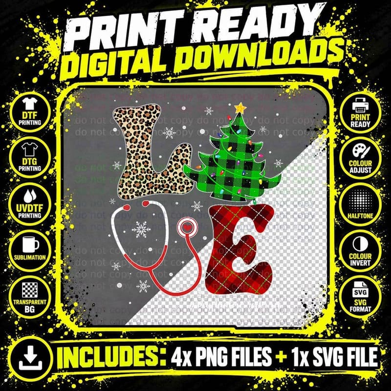 Love Psychiatric Tech Life Christmas Tree Buffalo Png SVG Digital Bundle