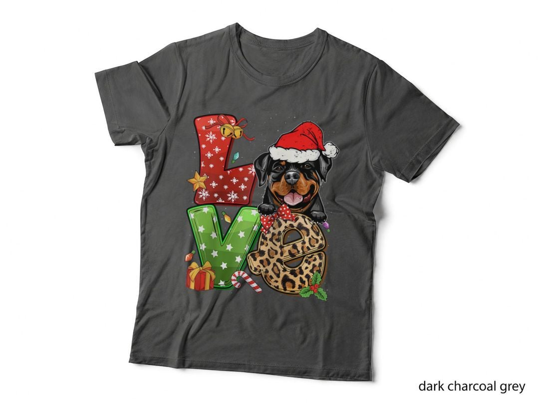 Love Rottweiler Christmas Tree Lights Dog Lover, Festive Season T-Shirt