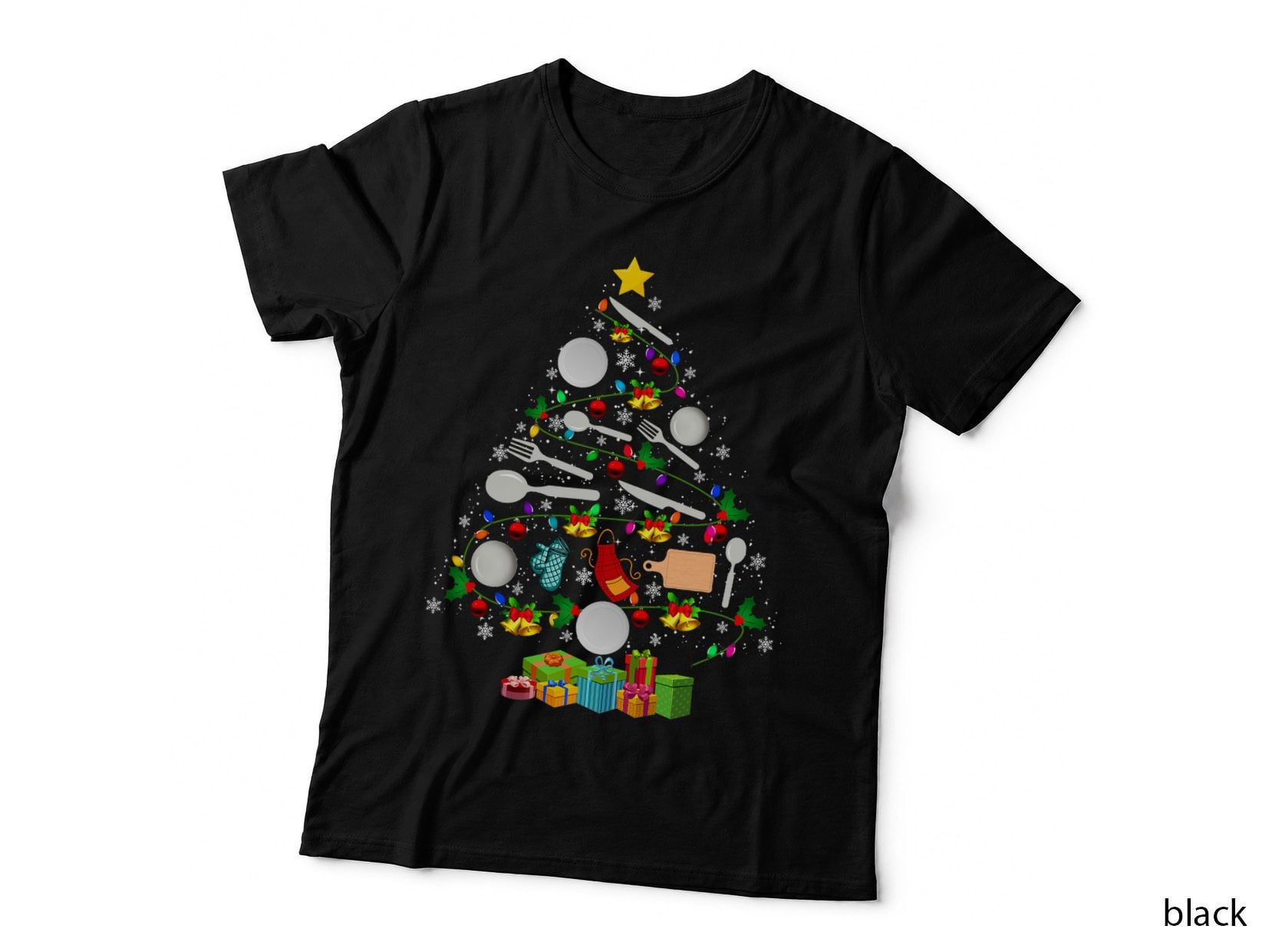 Lunch Lady Equipment Christmas Tree Funny Lights Lunch Lady T-Shirt