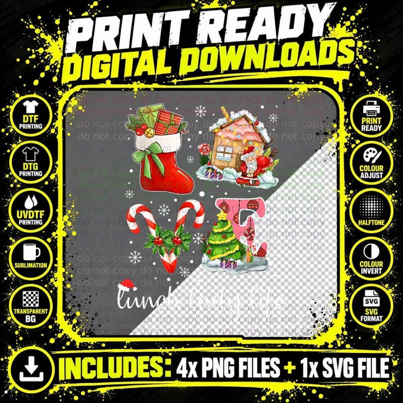 Lunch Lady School Cafeteria Love Christmas Gingerbread Png SVG Digital Bundle