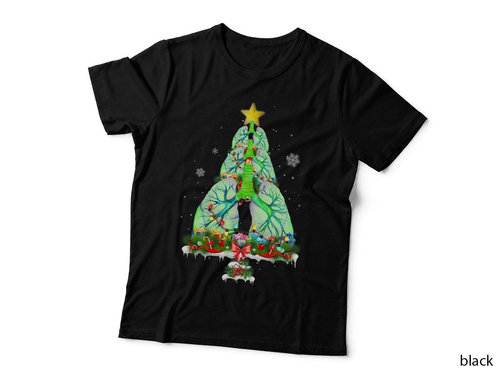 Lung Christmas Tree Light Respiratory Therapy Xmas Therapist T-Shirt