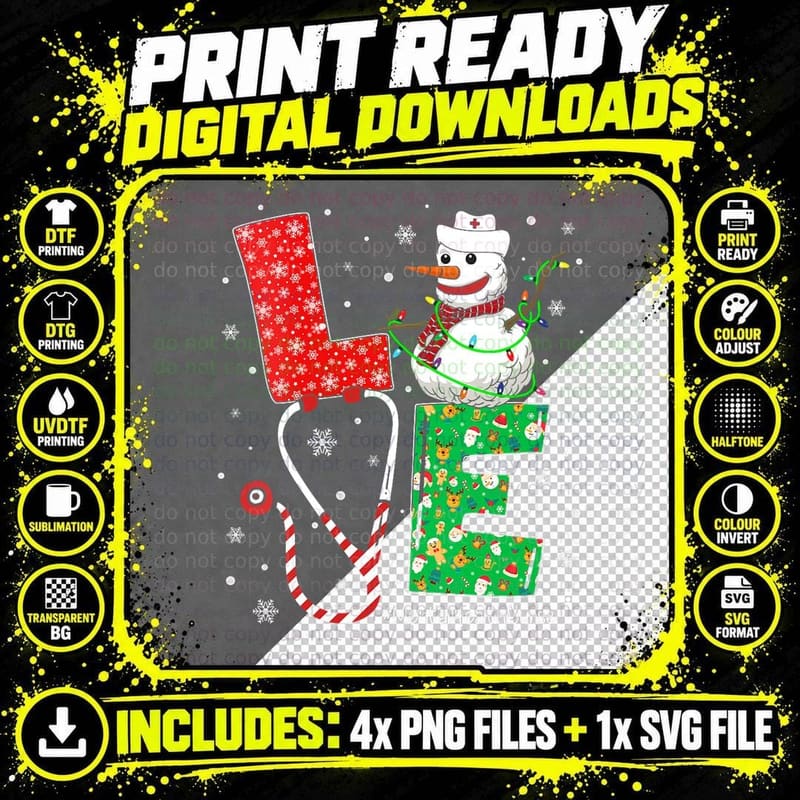 Mental Health Nurse Nursing Christmas Snow Love Life Png SVG Digital Bundle
