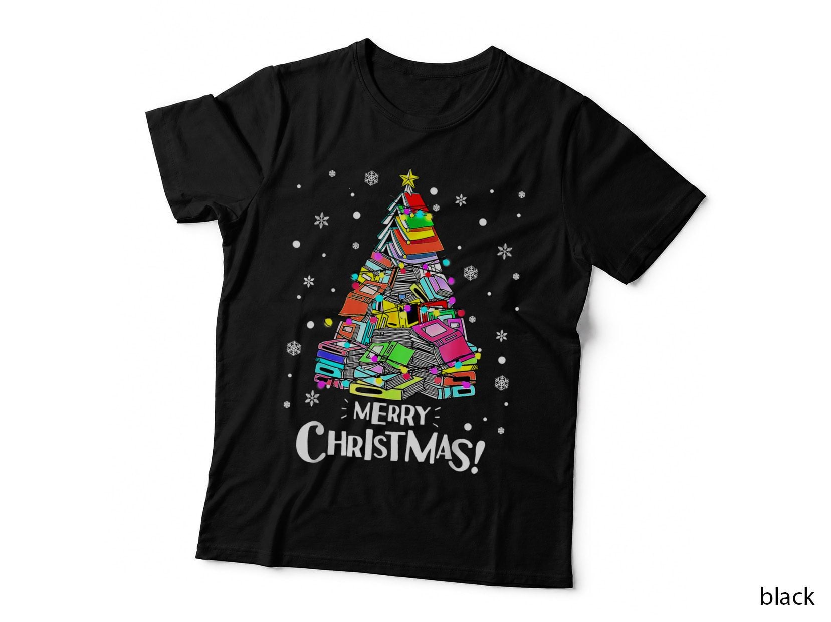 Merry Christmas Lights Tree Books Funny Love Book Pajama T-Shirt