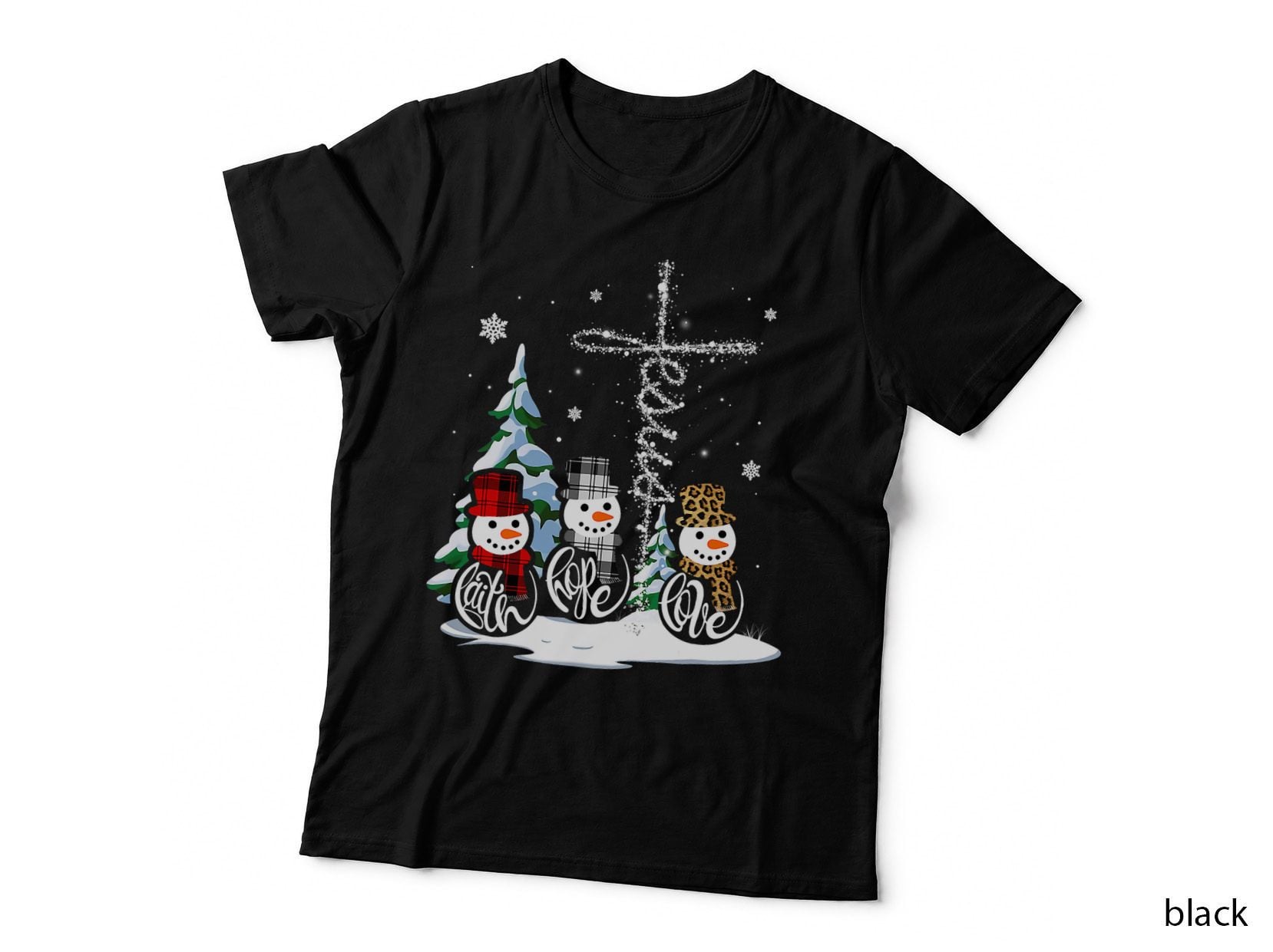 Merry Christmas Snowmen Faith Hope Love Christmas Apparel T-Shirt