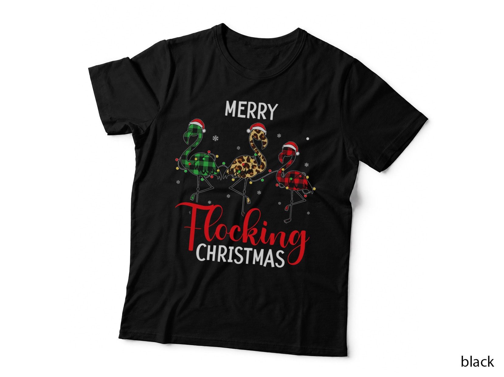 Merry Flocking Christmas Day Pink Flamingo Xmas Holidays T-Shirt
