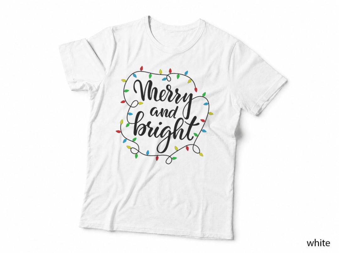 Merry and Bright Christmas Family Pajamas Matching Men Women T-Shirt
