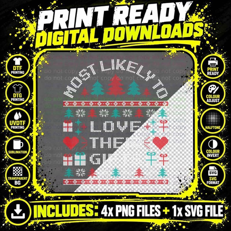 Most Likely to Love Their Gifts Christmas Family Png SVG Digital Bundle