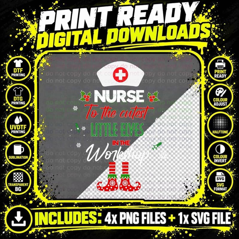 Nicu Nurse Chrismas Elf Neonatal Nurse Group Christmas T Png SVG Digital Bundle