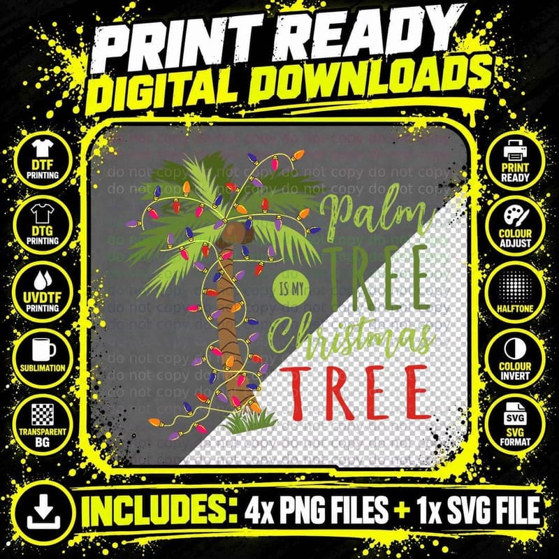 Palm Tree Is My Christmas Santa Tropical Sommer Png SVG Digital Bundle