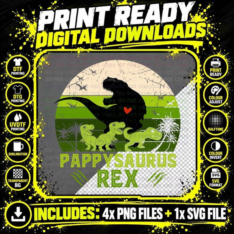 Pappy Dinosaur Pappysaurus 3 Three Kids Xmas Christmas Png SVG Digital Bundle