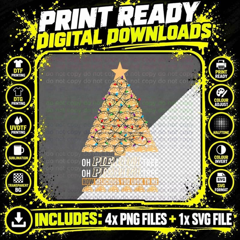 Polish Heritage Gifts Funny Oh Pierogi Tree Christmas Png SVG Digital Bundle