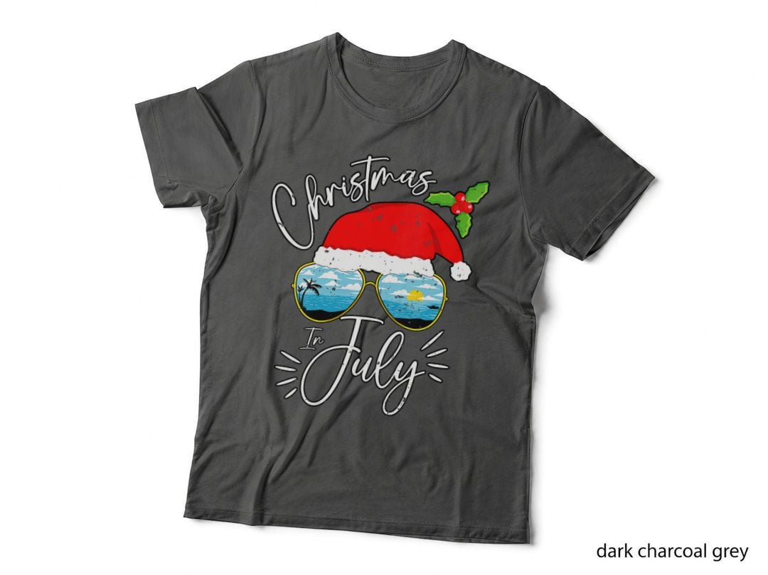Santa Hat Sunglasses Summer Vacation Christmas in July, Holiday Xmas T-Shirt