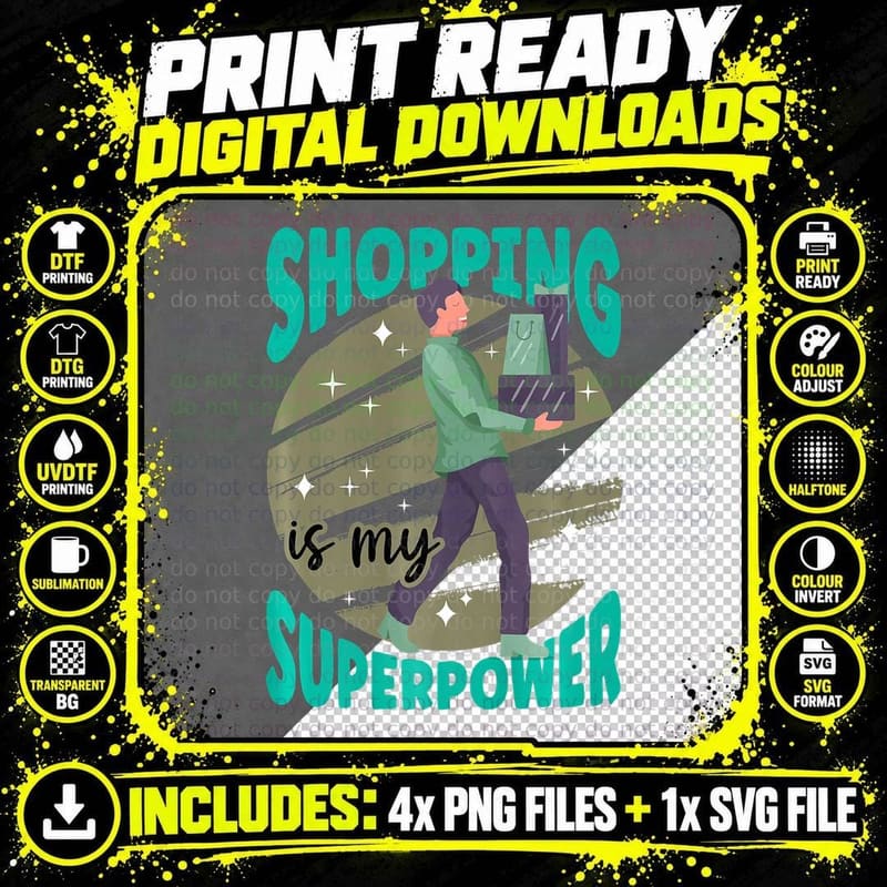 Shopping Is My Superpower Christmas Family Love Png SVG Digital Bundle