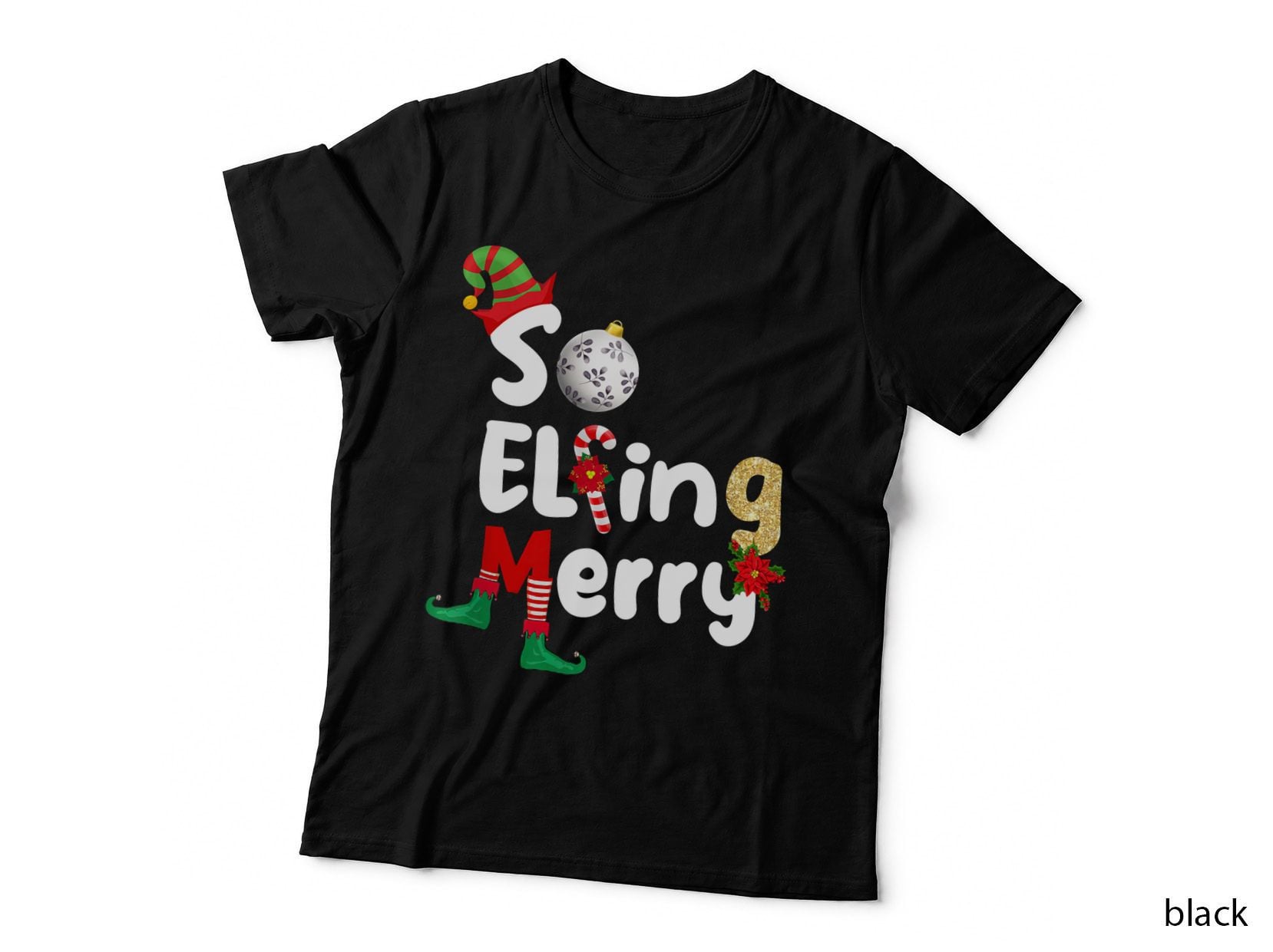 So Elfing Merry Funny Elf Hat Candy Cane Christmas Holiday T-Shirt
