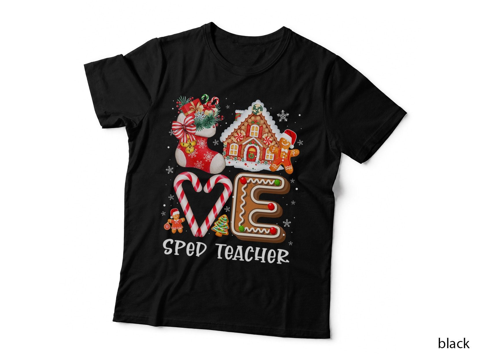 Sped Para Teacher Love Christmas Teachers Cute Gingerbread T-Shirt