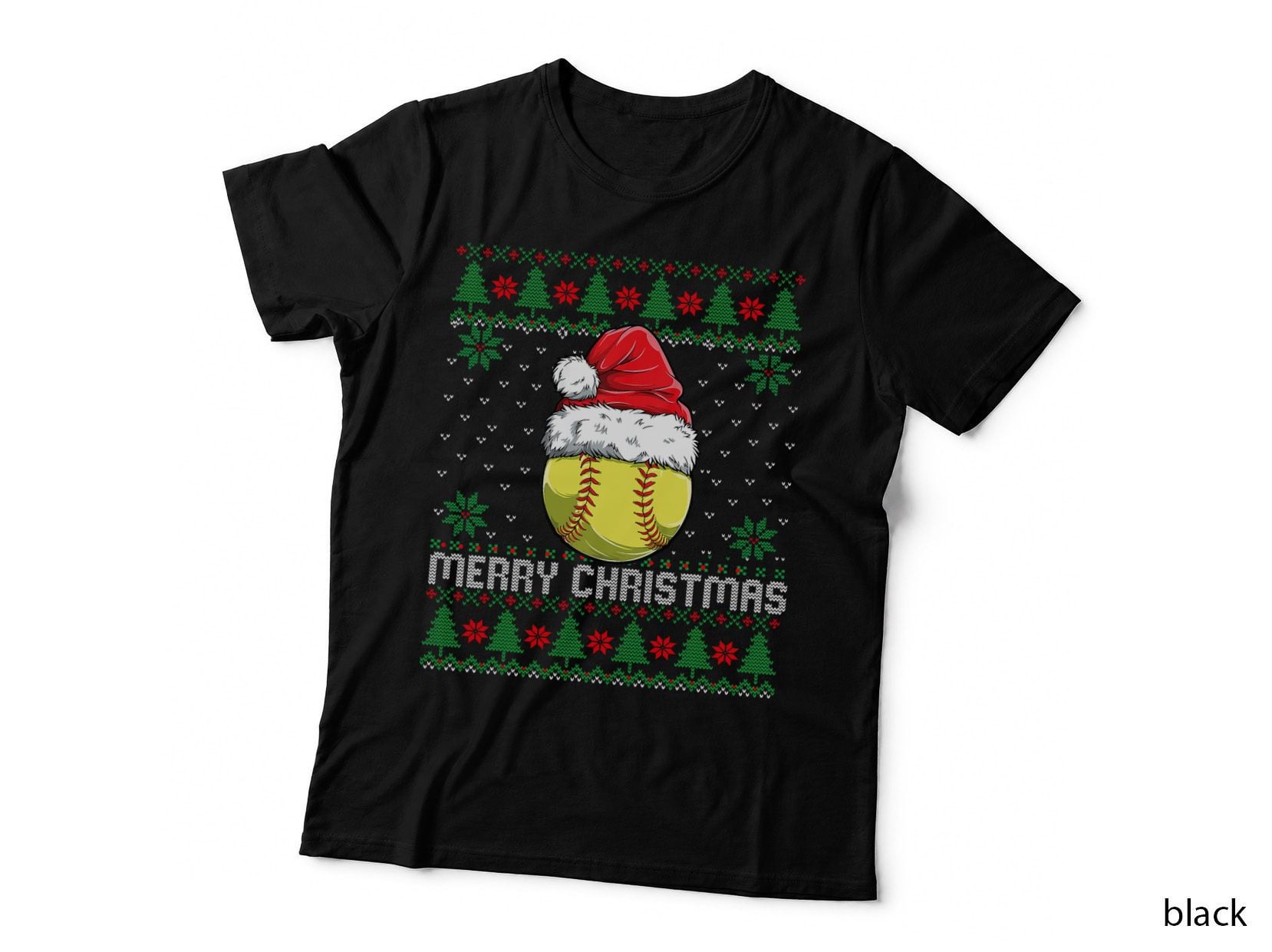 This Is My Christmas Pjamama Softball with Santa Hat Xmas T-Shirt