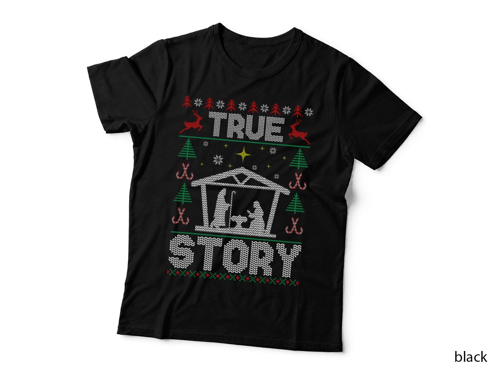 True Xmas Story Christmas Love Jesus Nativity Scene Pajama T-Shirt