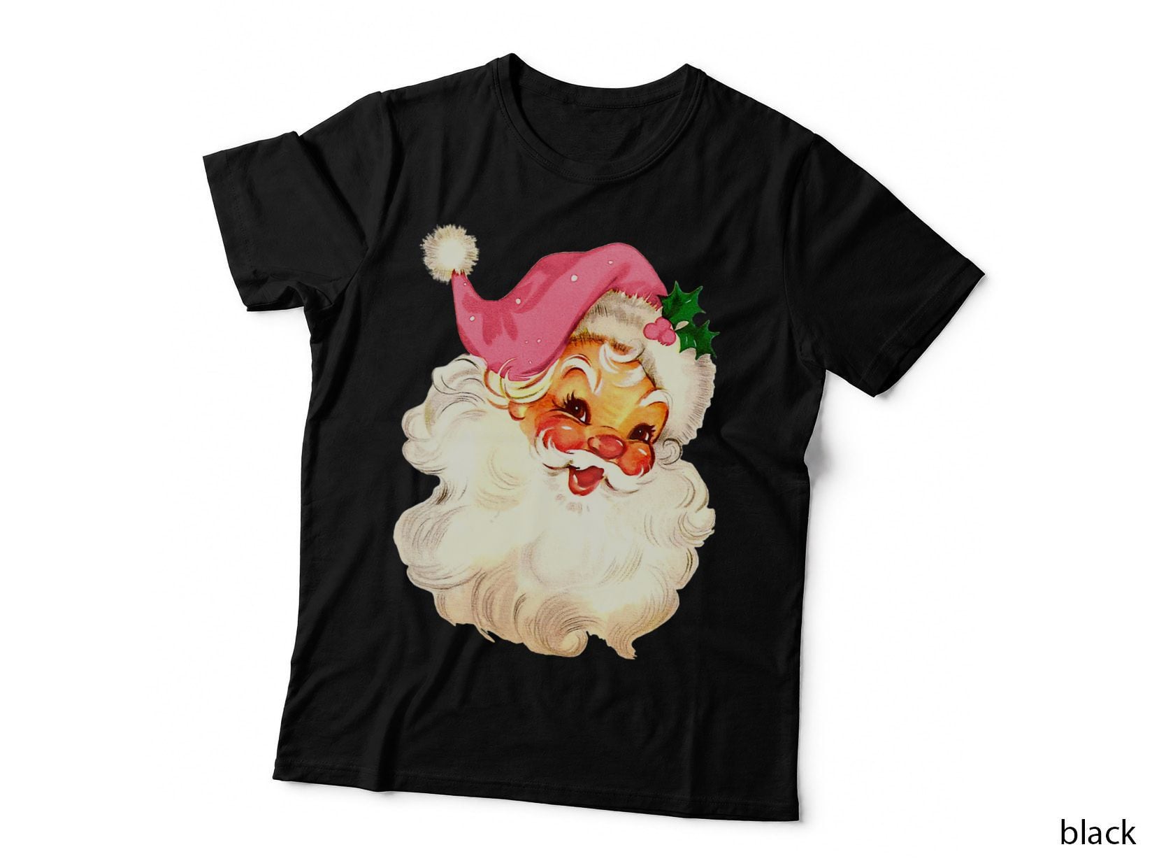 Vintage Pink Santa Claus Christmas Pajamas Xmas T-Shirt