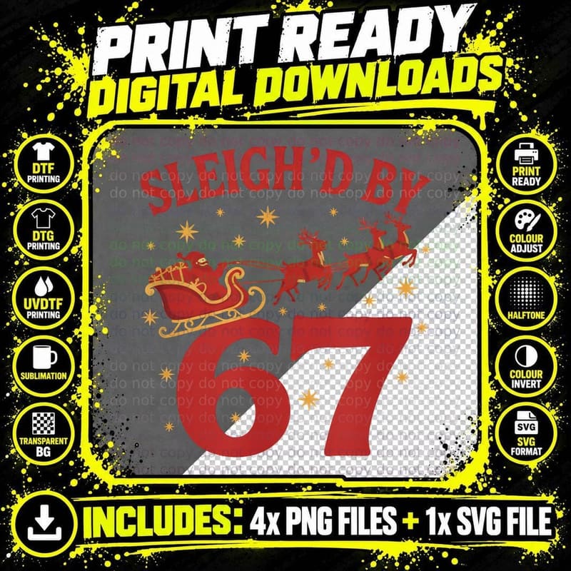 67 Funny Christmas Sleigh'd by Six Seven Holiday Png SVG Digital Bundle