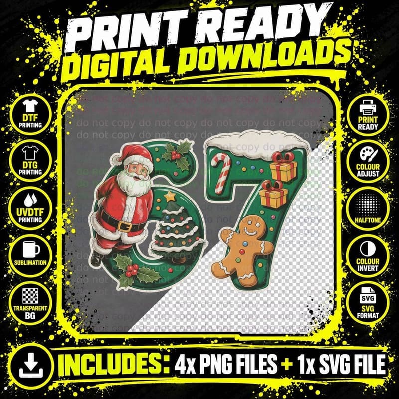 67 Six Seven Trending Meme Saying 6 7 Number Funny Png SVG Digital Bundle