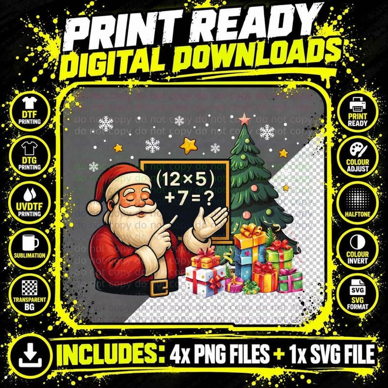 67 Teacher Santa Christmas Six Seven Meme Brainrot Math Png SVG Digital Bundle