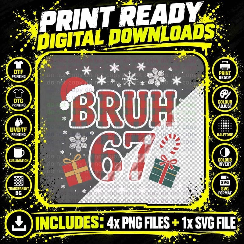 67 Teacher Santa Christmas Six Seven Meme Brainrot Math Png SVG Digital Bundle