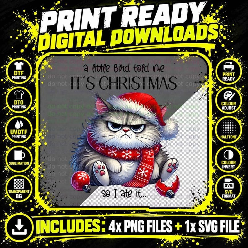 A Little Bird Told Me It's Christmas So I Ate It Grumpy Png SVG Digital Bundle