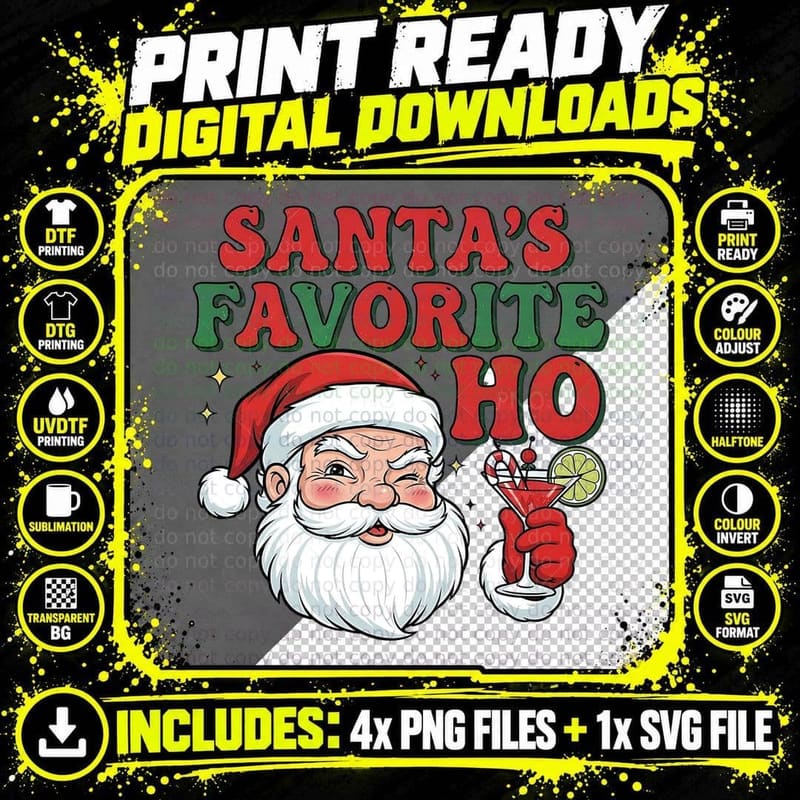 Anta's Favorite Ho Funny Drinking Christmas Santa Png SVG Digital Bundle