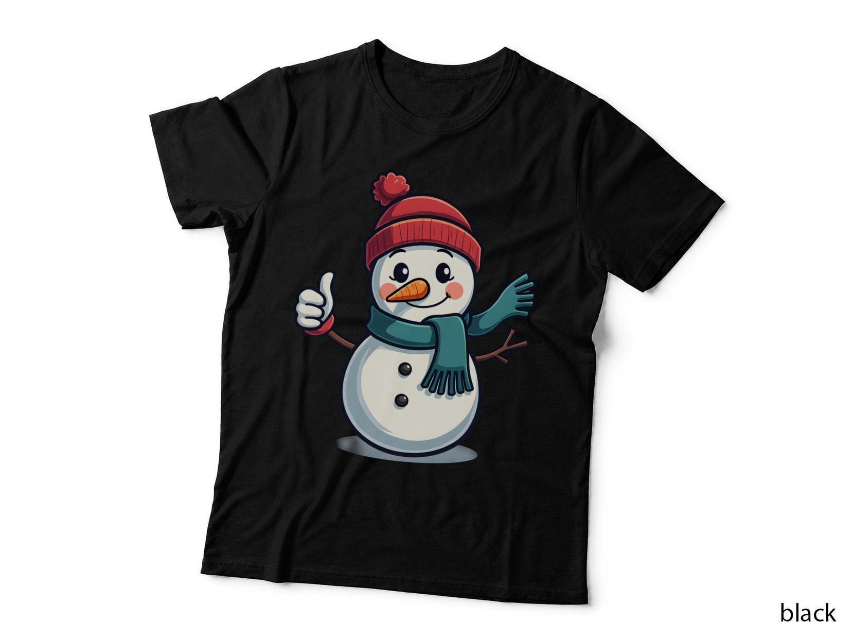 Cartoon Style Cheerful Snowman T-Shirt
