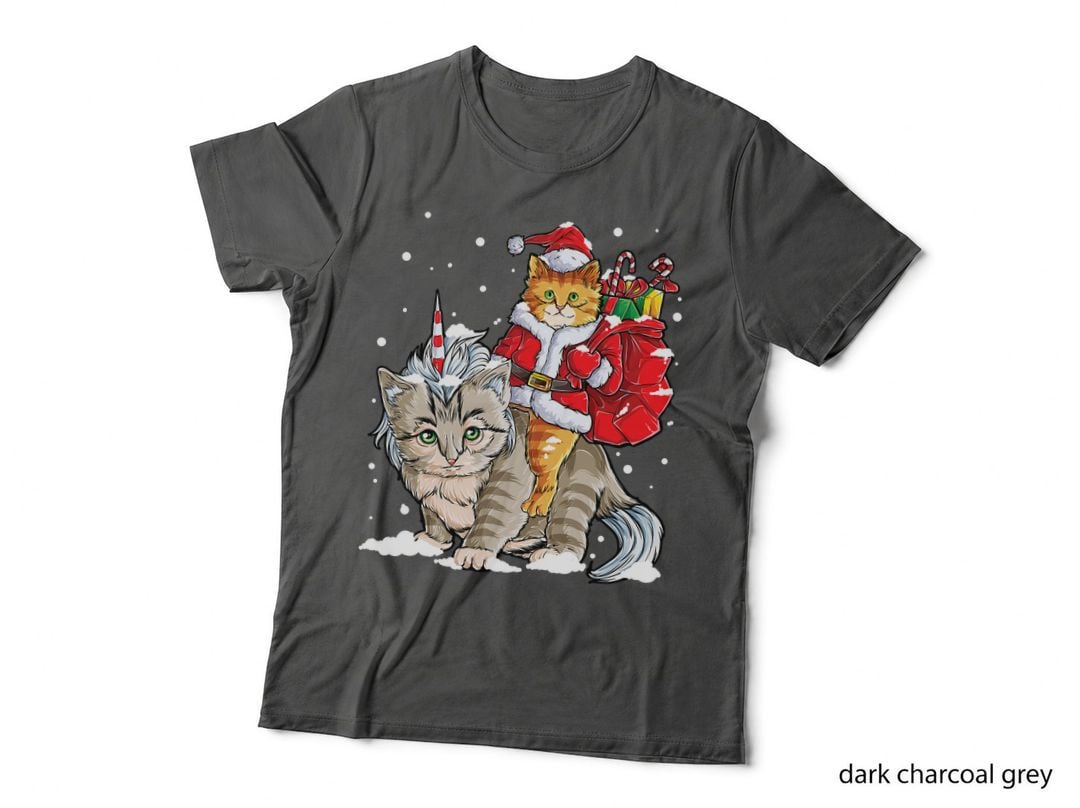 Cat Christmas Santa Caticorn Unicorn Meowy Catmas Xmas Girls T-Shirt