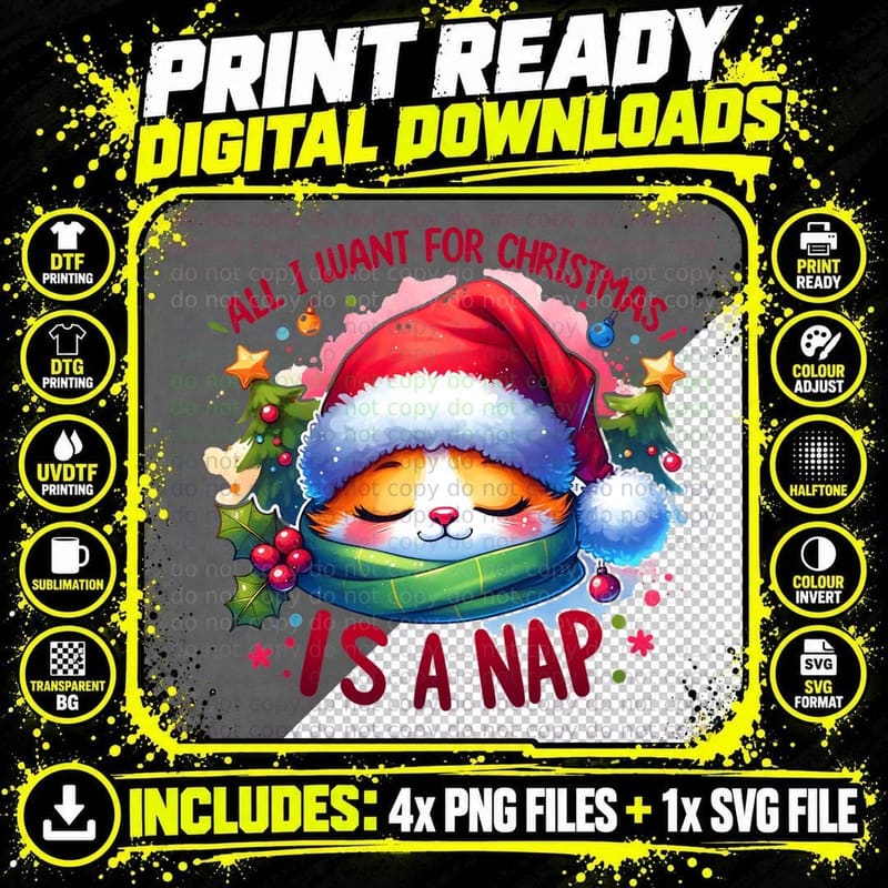 Christmas All Want for, Retro Vintage Png SVG Digital Bundle