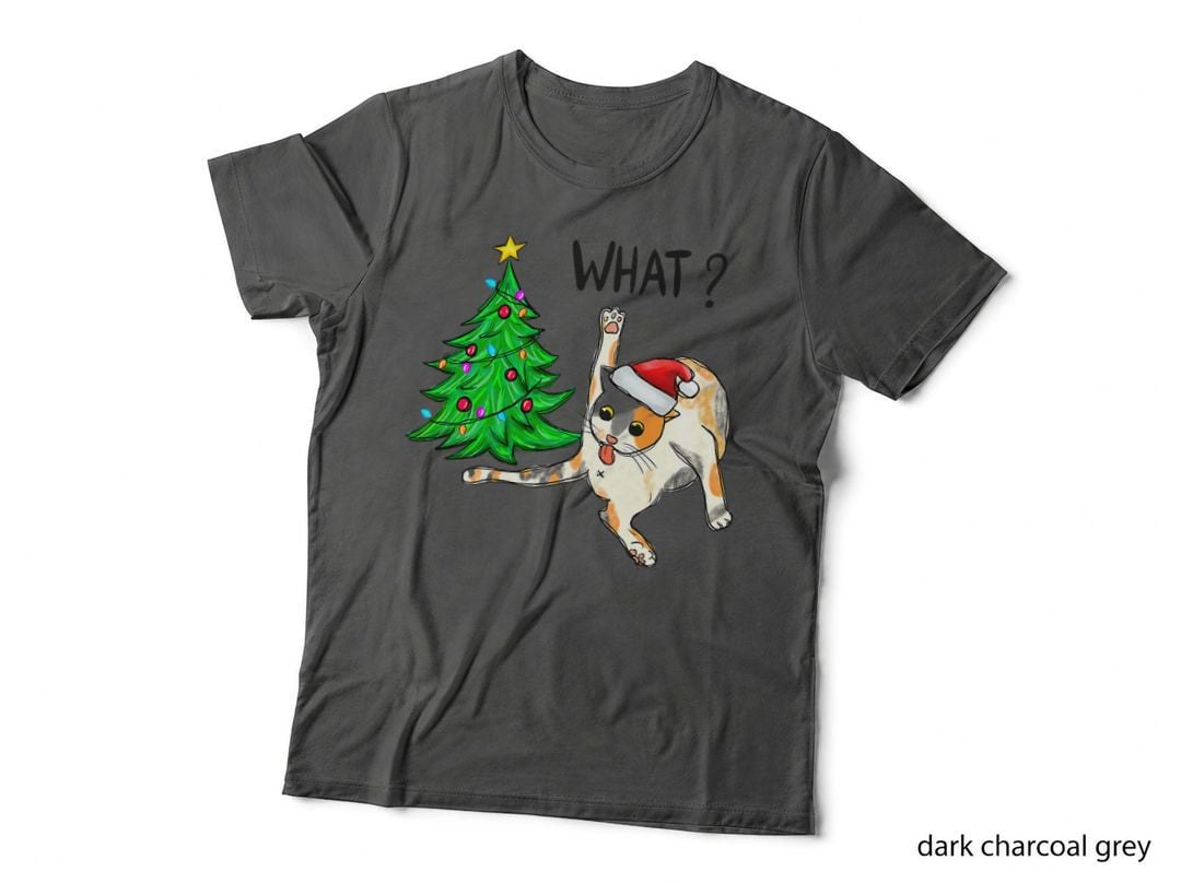 Christmas Animal Cat Fairy Lights Hat, Holiday Animal T-Shirt