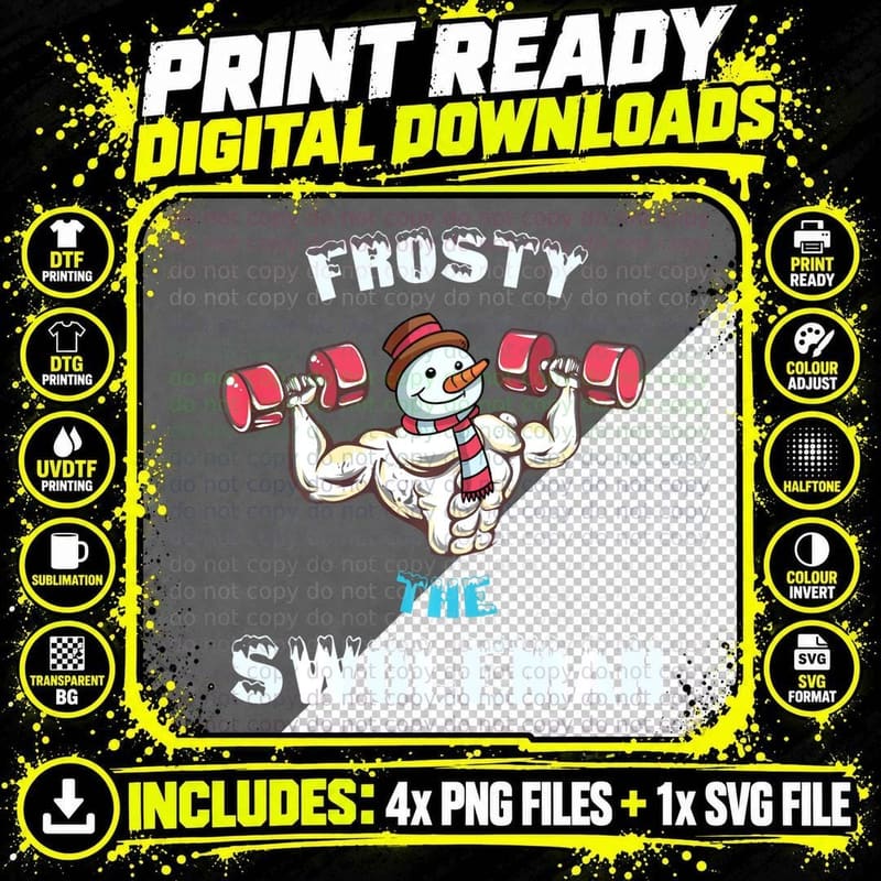 Christmas Frosty Swoleman Gym Training T-Shirt Png SVG Digital Bundle