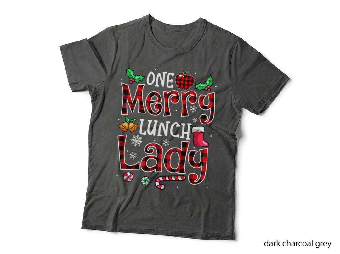 Christmas Funny Buffalo Red Plaid One Merry Lunch Lady Xmas Gift T-Shirt