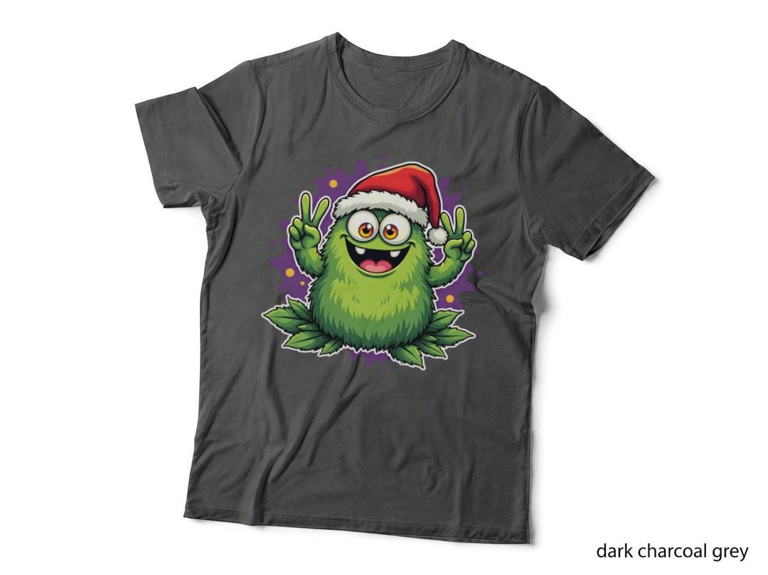 Christmas Fuzzy Cannabis Monster Peace Sign T-Shirt