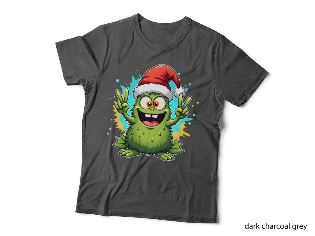 Christmas Fuzzy Weed Cannabis Monster Peace Sign T-Shirt