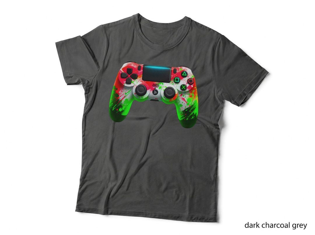 Christmas Gamer Controller Shirt, Red Green Paint Splash Gaming Gift T-Shirt