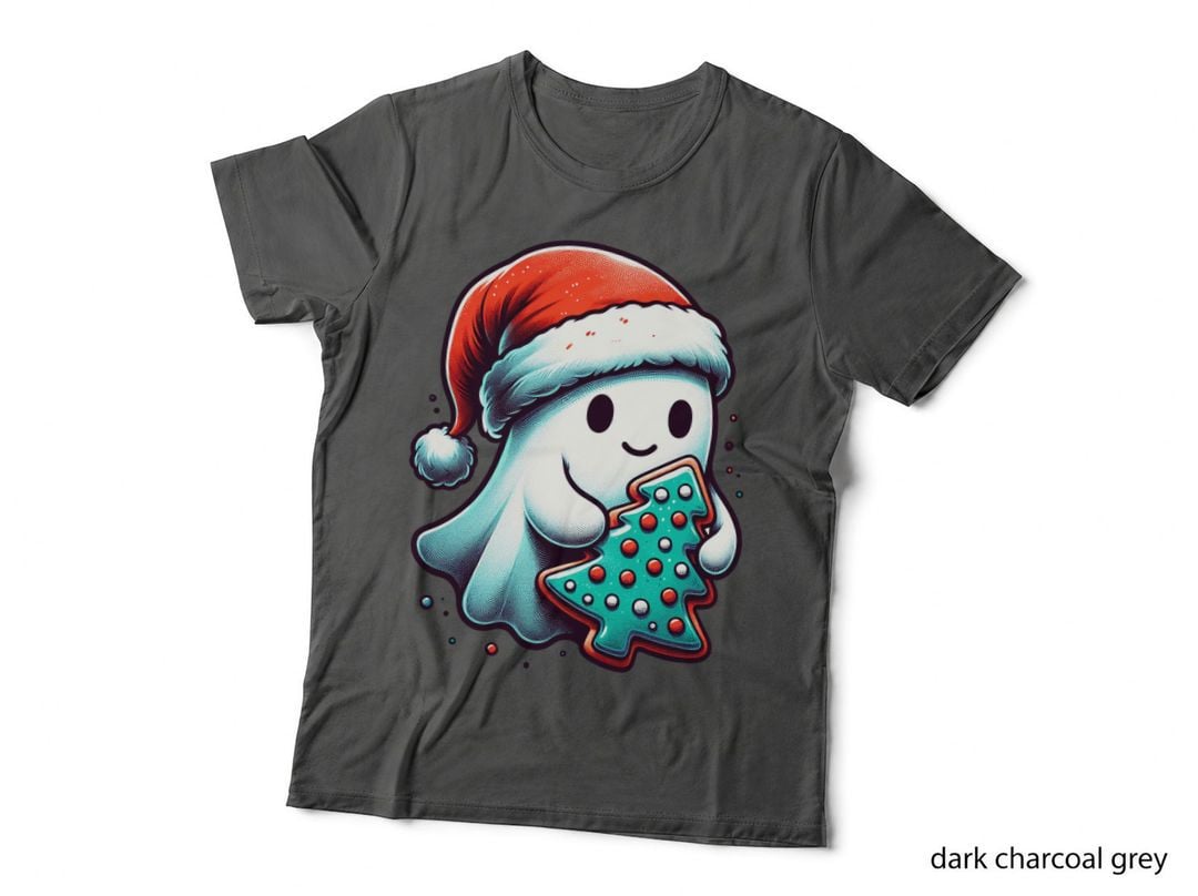 Christmas Ghost Holding Tree, for Her, Snowflake Accent, Gift T-Shirt