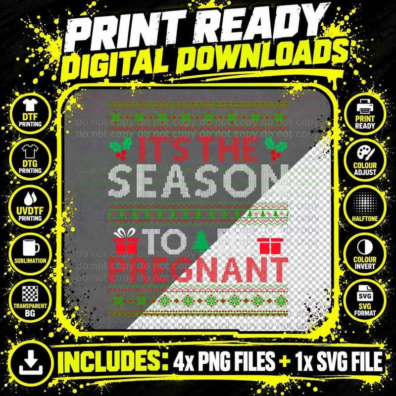 Christmas Ugly Sweater Pregnancy Baby Announcement Xmas Png SVG Digital Bundle