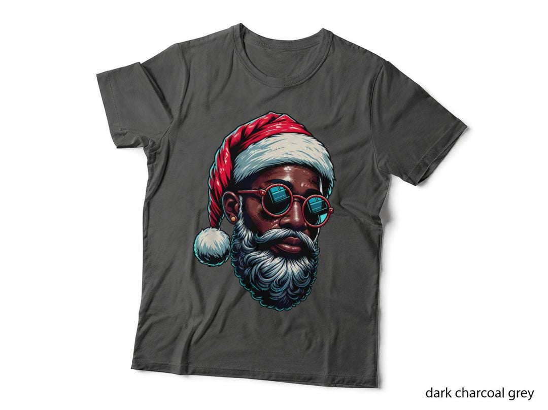 Cool Black Santa Claus with Sunglasses Urban Christmas Holiday Gift T-Shirt