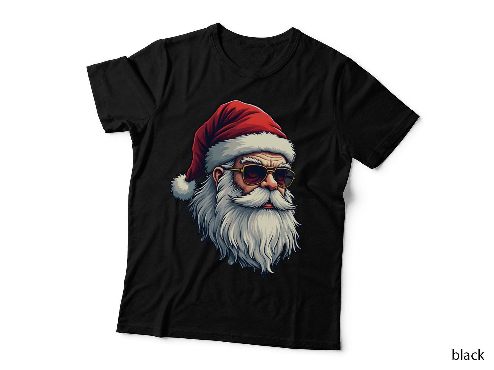 Cool Santa Claus in Aviator Sunglasses Christmas Holiday Funny T-Shirt