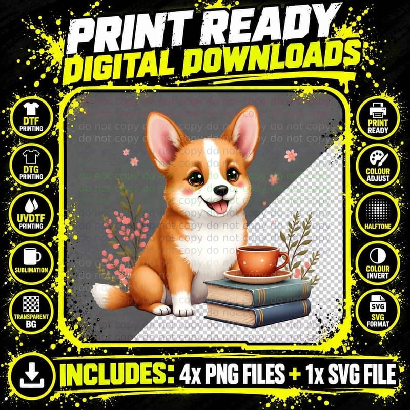 Corgi Lover Birthday Tee, Christmas Gift for Dog Mom Png SVG Digital Bundle