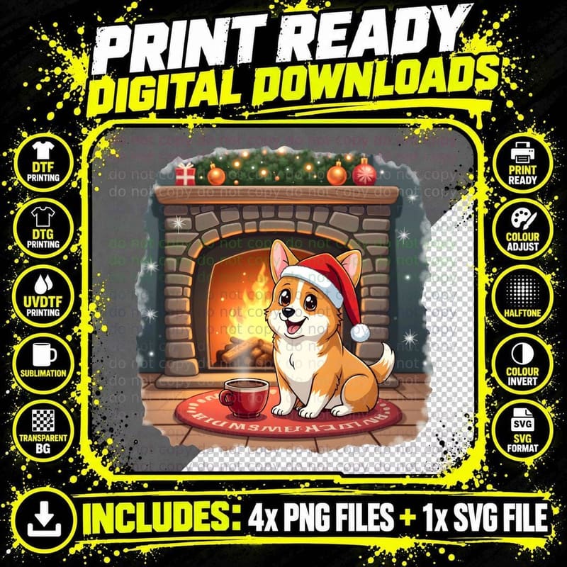Cozy Welsh Corgi Christmas T-Shirt Png SVG Digital Bundle