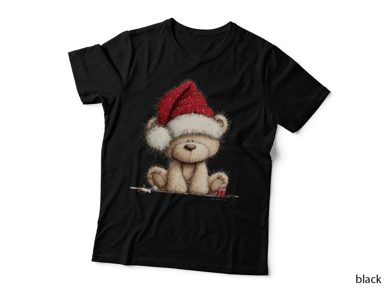 Cute Christmas Teddy Bear in Santa Hat Adorable Holiday T-Shirt